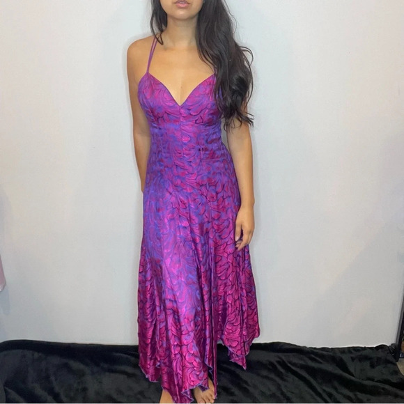 đ Vintage Womenâs Purple & Pink OmbrĂŠ Dress â Size 9/10 - Picture 1 of 15